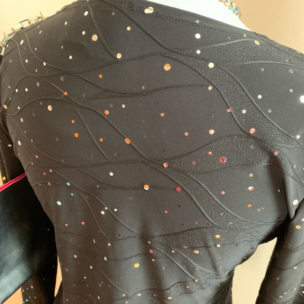 Chic Black blouse sparkles silver Accents - Picture 4 of 7